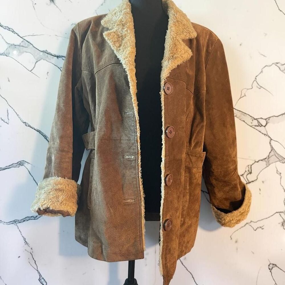 Mudd Jeans XL Brown Faux Suede Penny Lane Jacket Y2K Bratz Boho Coat XL - Picture 5 of 8
